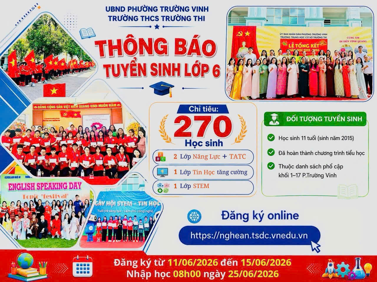 TUYỂN SINH LỚP 6 TRƯỜNG THCS TRƯỜNG THI NĂM HỌC 2026-2027